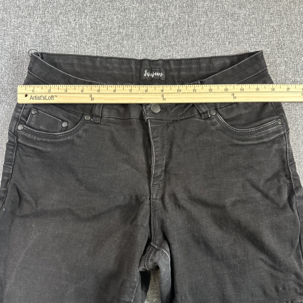 Suko Jeans Women's Black Bermuda Shorts Size 12 Stretch Mid Rise Snap Hem - Picture 4 of 6